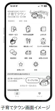 「子育てタウン」画面イメージ